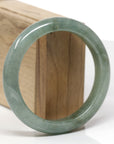 Baikalla Natural Oil-Green Jadeite Jade "Half Round" Bangle Bracelet (58.9mm) 