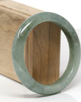 Baikalla Natural Oil-Green Jadeite Jade "Half Round" Bangle Bracelet (58.9mm) 