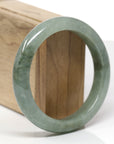 Baikalla Natural Oil-Green Jadeite Jade "Half Round" Bangle Bracelet (58.9mm) 