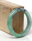 Baikalla Natural Vibrant Forest-Green Jadeite Jade "Half Round" Bangle Bracelet (53.1mm) 