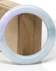 Baikalla Natural Light Blue-Green & Lavender Jadeite Jade "Traditional Round" Bangle Bracelet (57.9mm) 