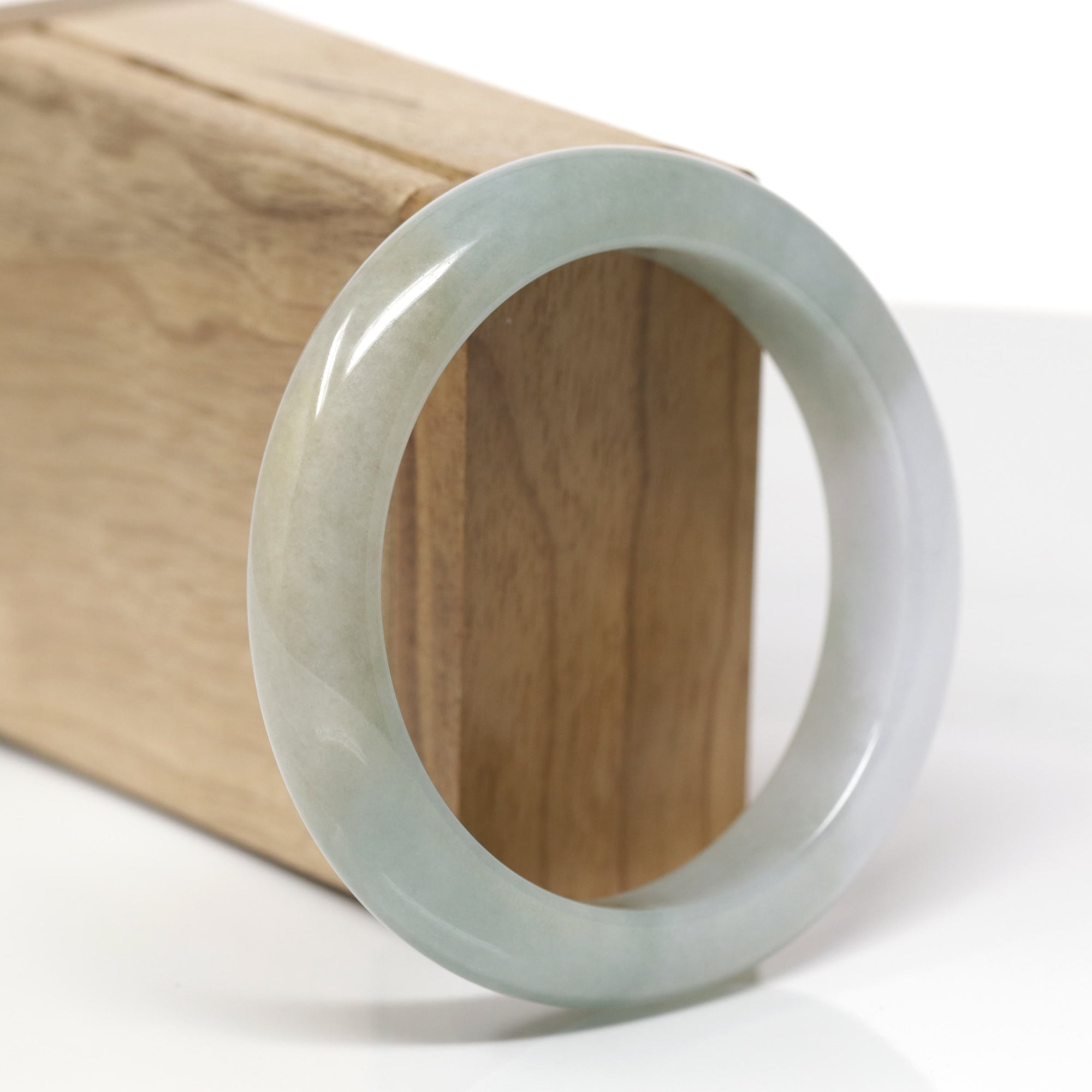 Baikalla Natural Multi-Color "Fu Lu Shou" Jadeite Jade "Half Round" Bangle Bracelet (57.1mm) 