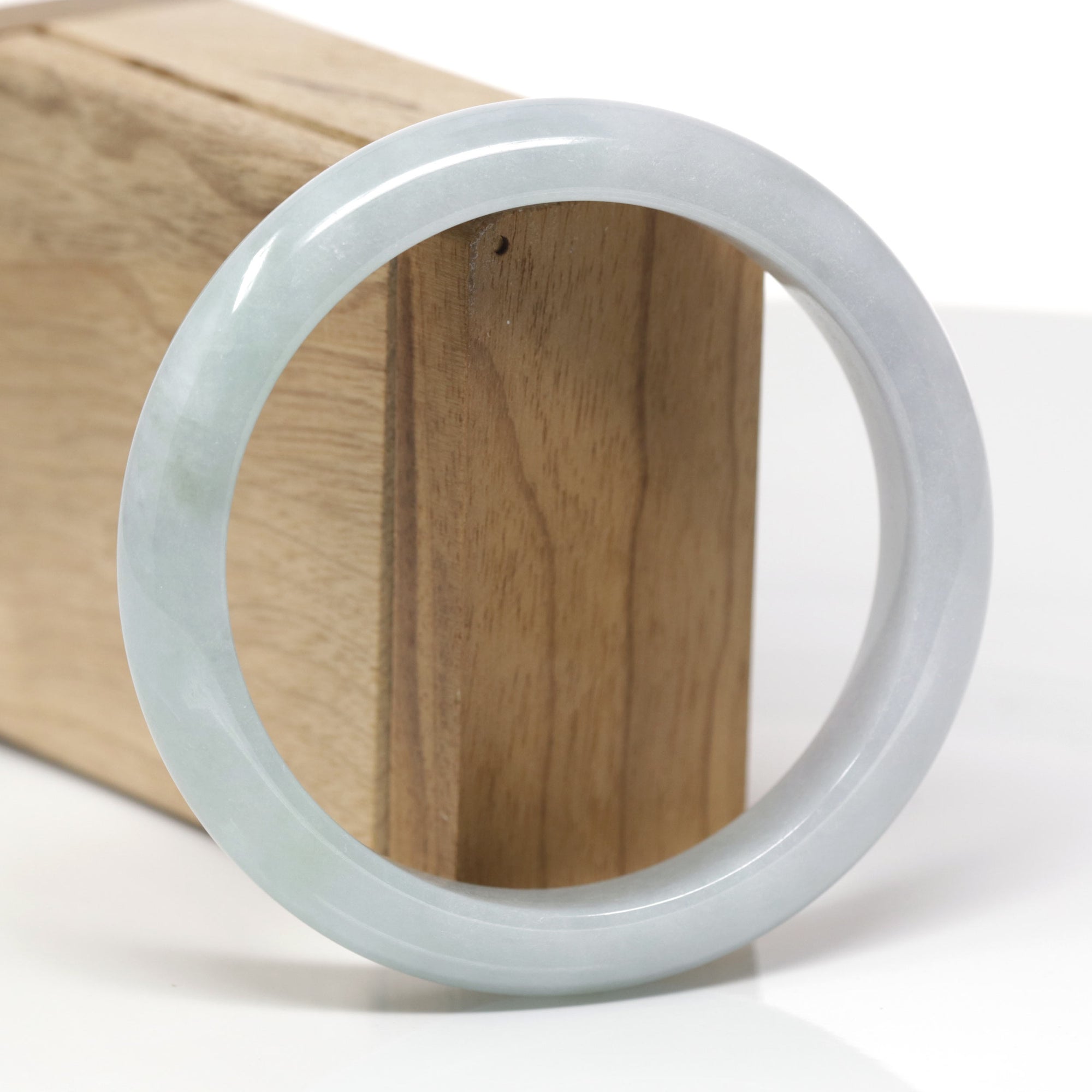 Baikalla Natural Light Lavender &amp; Green Jadeite Jade "Half Round" Bangle Bracelet (61.8mm) 