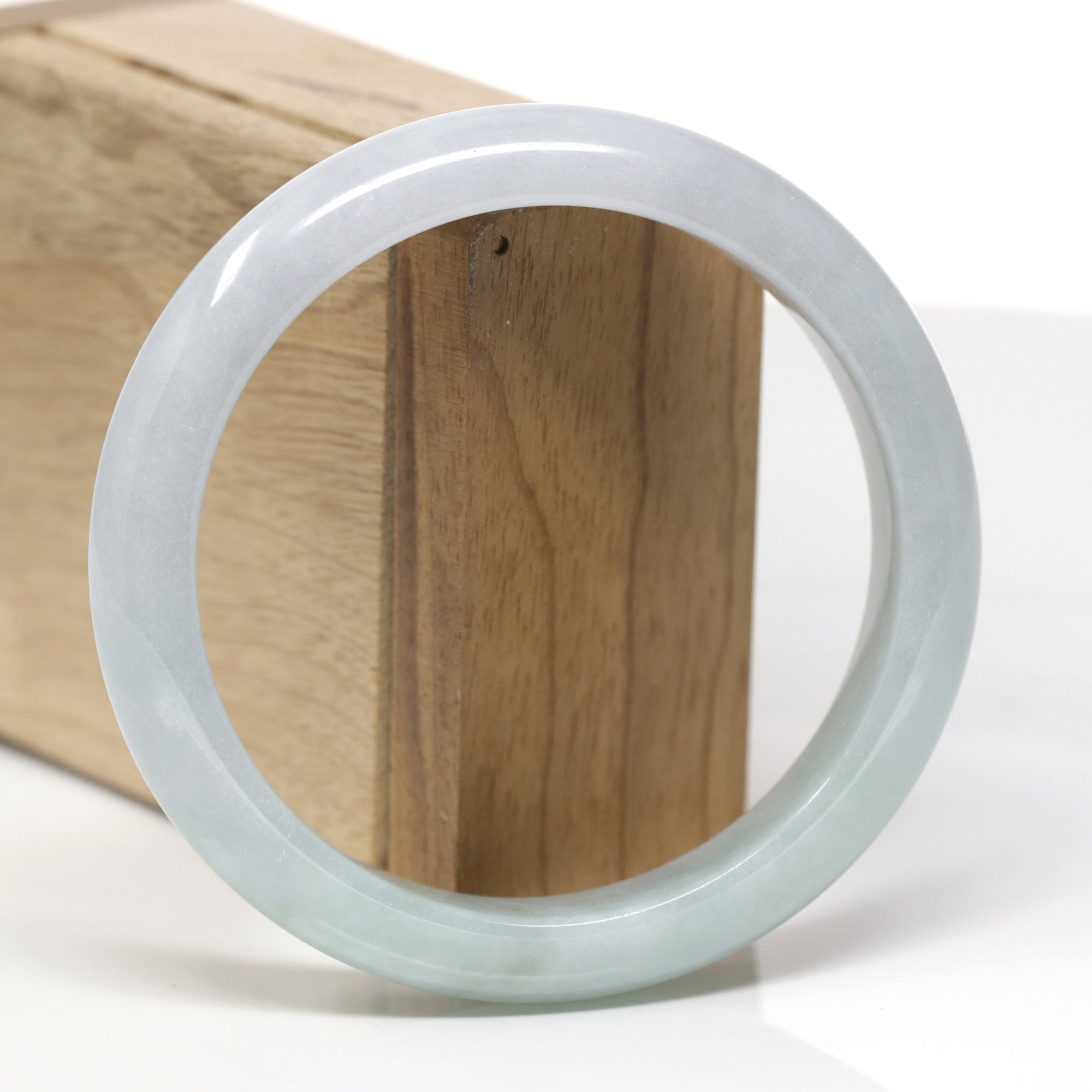 Baikalla Natural Light Lavender &amp; Green Jadeite Jade "Half Round" Bangle Bracelet (61.8mm) 