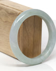 Baikalla Natural Light Green W/ Icy Green Patch Jadeite Jade "Half Round" Bangle Bracelet (58mm) 