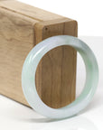 Baikalla Natural Green & Light Lavender Patch Jadeite Jade "Oval" Bangle Bracelet (53.7mm) 