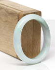 Baikalla Natural Green & Light Lavender Patch Jadeite Jade "Oval" Bangle Bracelet (53.7mm) 