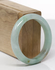Baikalla Natural Green & Yellow-Brown Patch Jadeite Jade "Half Round" Bangle Bracelet (54.3mm) 