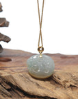 Baikalla "RuYi" Icy Green & Honey Brown Jadeite Jade Pendant W/ 18K Yellow Gold Bail