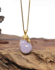 Baikalla "Hulu" 18K Yellow Gold Lavender Jadeite Jade Pendant W/ Diamonds & Fox Bail
