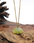 Baikalla Yellow & Green Lotus Jadeite Jade Pendant W/ 18K Yellow Gold Butterfly Bail & Diamonds