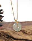 Baikalla "Ping An Kou" Icy Green Jadeite Jade Pendant With 18K Yellow Gold Bail & Diamonds