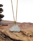 Baikalla Icy Light Green Lotus Jadeite Jade Pendant W/ 18K Yellow Gold Bail