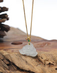 Baikalla Icy Light Green Lotus Jadeite Jade Pendant W/ 18K Yellow Gold Bail