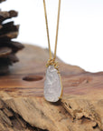 Baikalla Icy Lavender "RuYi" Jadeite Jade Pendant W/ 18K Yellow Gold & Diamonds