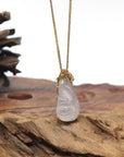 Baikalla Icy Lavender "RuYi" Jadeite Jade Pendant W/ 18K Yellow Gold & Diamonds