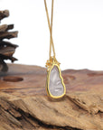 Baikalla Icy Lavender "RuYi" Jadeite Jade Pendant W/ 18K Yellow Gold & Diamonds