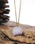 Baikalla Lavender Lotus Jadeite Jade Pendant W/ 18K Yellow Gold Butterfly Bail