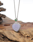 Baikalla Genuine Icy Lavender Jadeite Jade "RuYi" (As You Wish) Pendant W/ 18K White Gold Bail