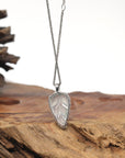 18K White Gold Necklace Ice Leaf Jadeite Jade Pendant Necklace W/ Natural Diamonds