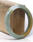 Baikalla Natural Rich Green w/ Yellow Patch Jadeite Jade Bangle Bracelet (59mm) 