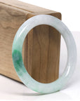 Baikalla Natural Rich Green Flower Jadeite Jade Bangle Bracelet (53.5 mm) 