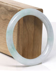 Baikalla Natural Light Green Flower Jadeite Jade Bangle Bracelet (56.5 mm) 