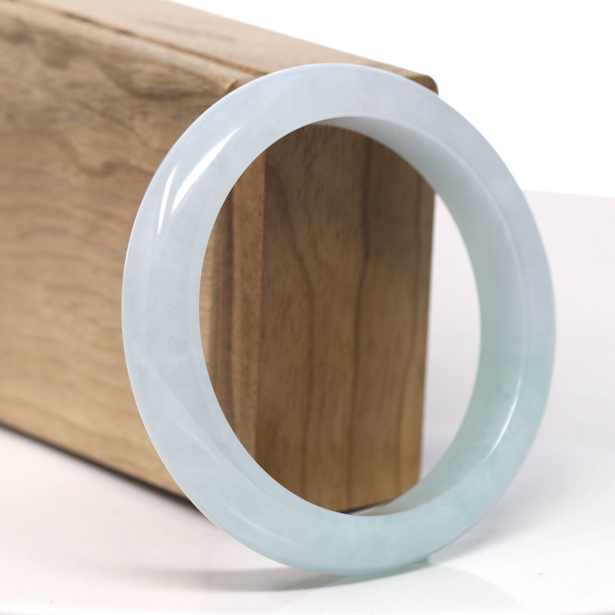 Baikalla Natural Icy Light Apple Green Color Jadeite Jade Bangle Bracelet (58.5mm) 