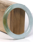 Baikalla Natural "Icy Hazel Green" Jadeite Jade Traditional Round Bangle Bracelet (57.9mm) 