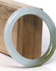 Baikalla Natural "Icy Hazel Green" Jadeite Jade Traditional Round Bangle Bracelet (57.9mm) 