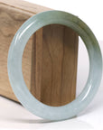 Baikalla Natural "Icy Hazel Green" Jadeite Jade Traditional Round Bangle Bracelet (57.9mm) 
