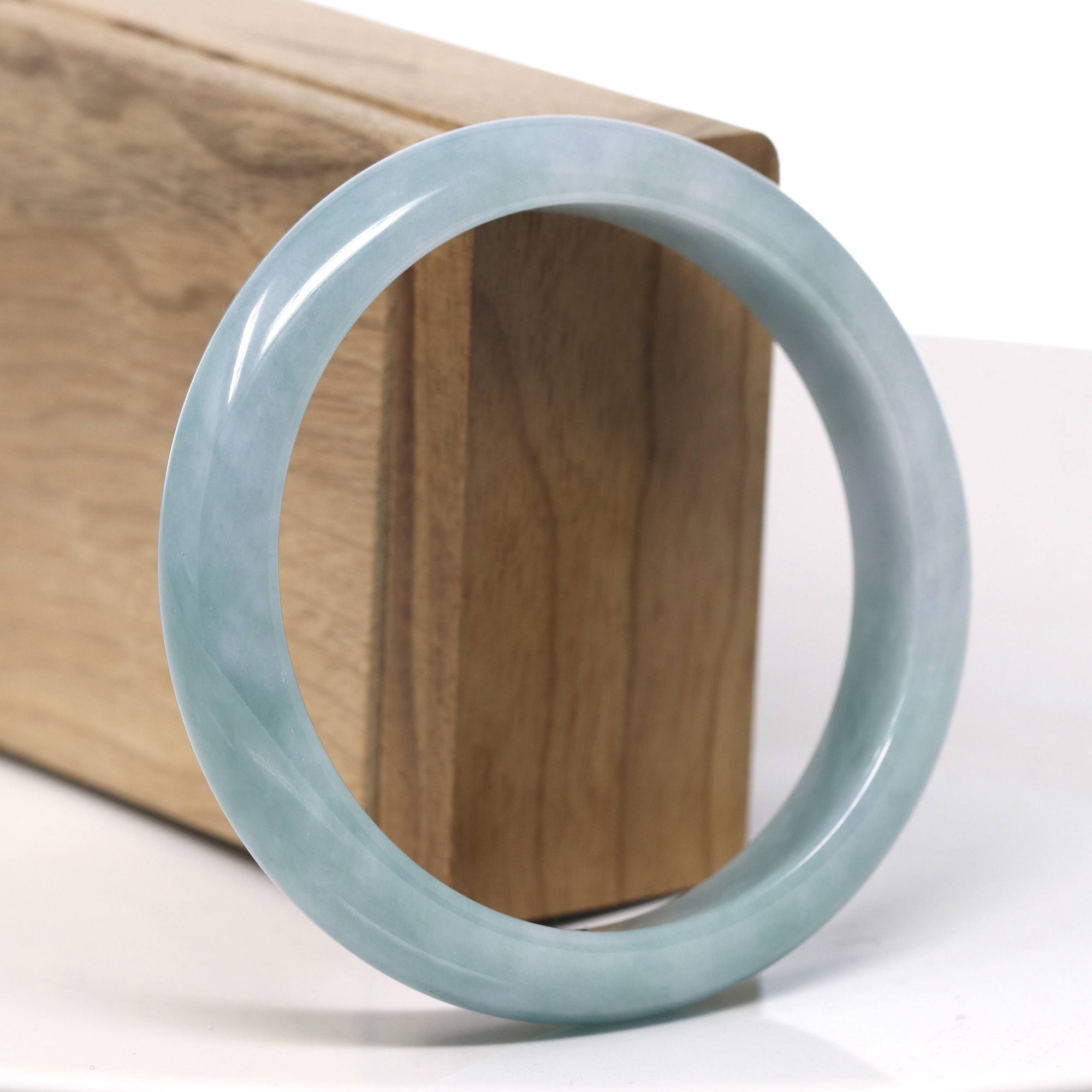 Baikalla Natural Blue Jadeite Jade Bangle Bracelet (59.9mm) 