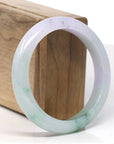 Baikalla Natural High End Icy Green Flower & Lavender Jadeite Jade Bangle Bracelet (57.6mm) 