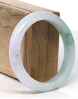 Baikalla Natural High End Icy Green Flower & Lavender Jadeite Jade Bangle Bracelet (57.6mm) 