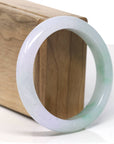 Baikalla Natural High End Icy Green Flower & Lavender Jadeite Jade Bangle Bracelet (57.6mm) 