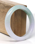 Baikalla Natural High End Icy Green Flower & Lavender Jadeite Jade Bangle Bracelet (57.6mm) 