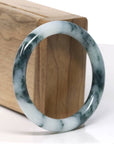 Baikalla Natural Dark Blue Flower Smooth Jadeite Jade Bangle Bracelet (54mm) 