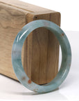 Baikalla Natural Icy Blue Flower with "SaJin" (Gold Dust) Smooth Jadeite Jade Bangle Bracelet (53mm) 