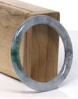 Baikalla Natural Icy WuJi w/ Rich Green Flower Jadeite Jade Bangle Bracelet (53.8 mm) 