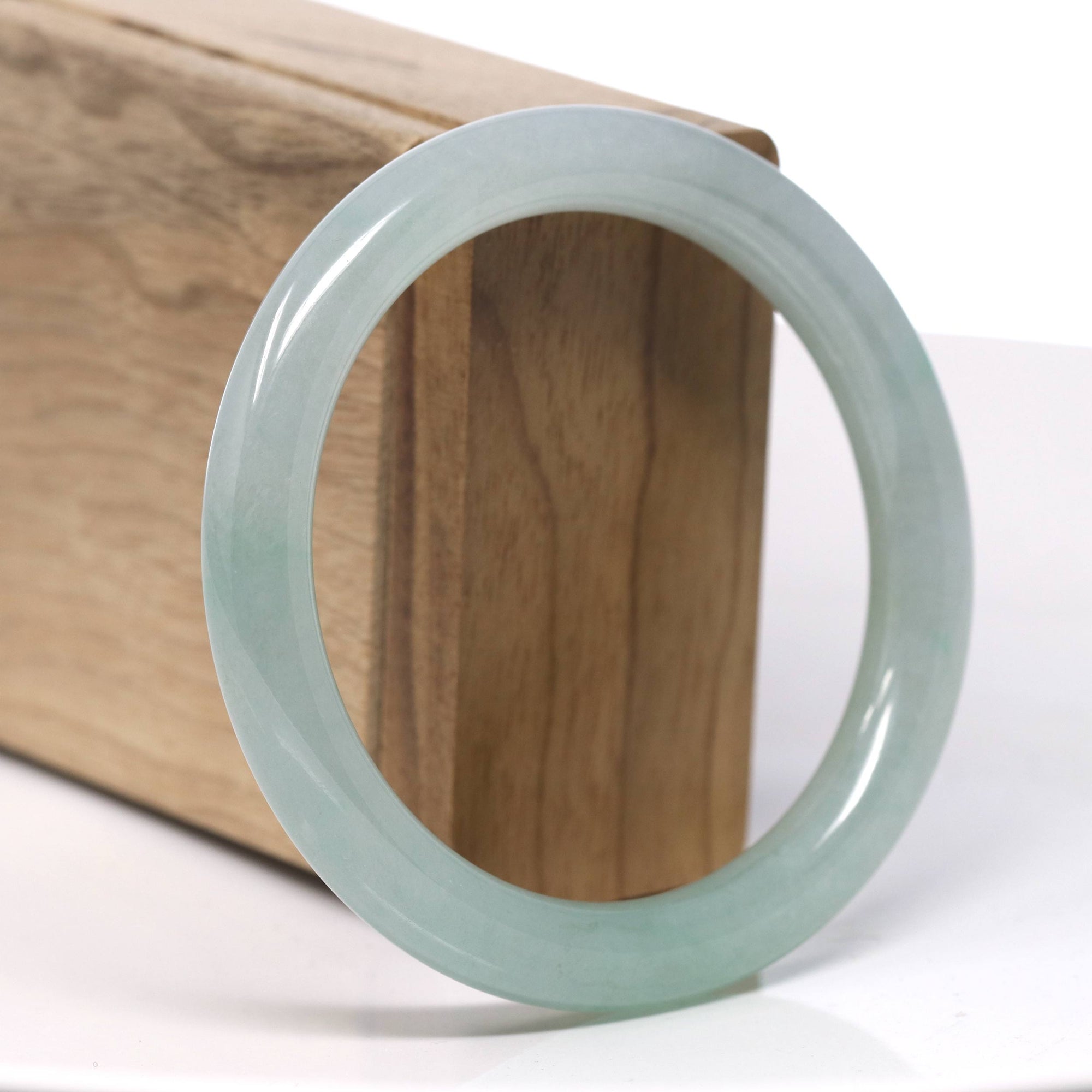 Baikalla High End Natural Icy Gentle Green Color Jadeite Jade Bangle Bracelet (57.6mm) 