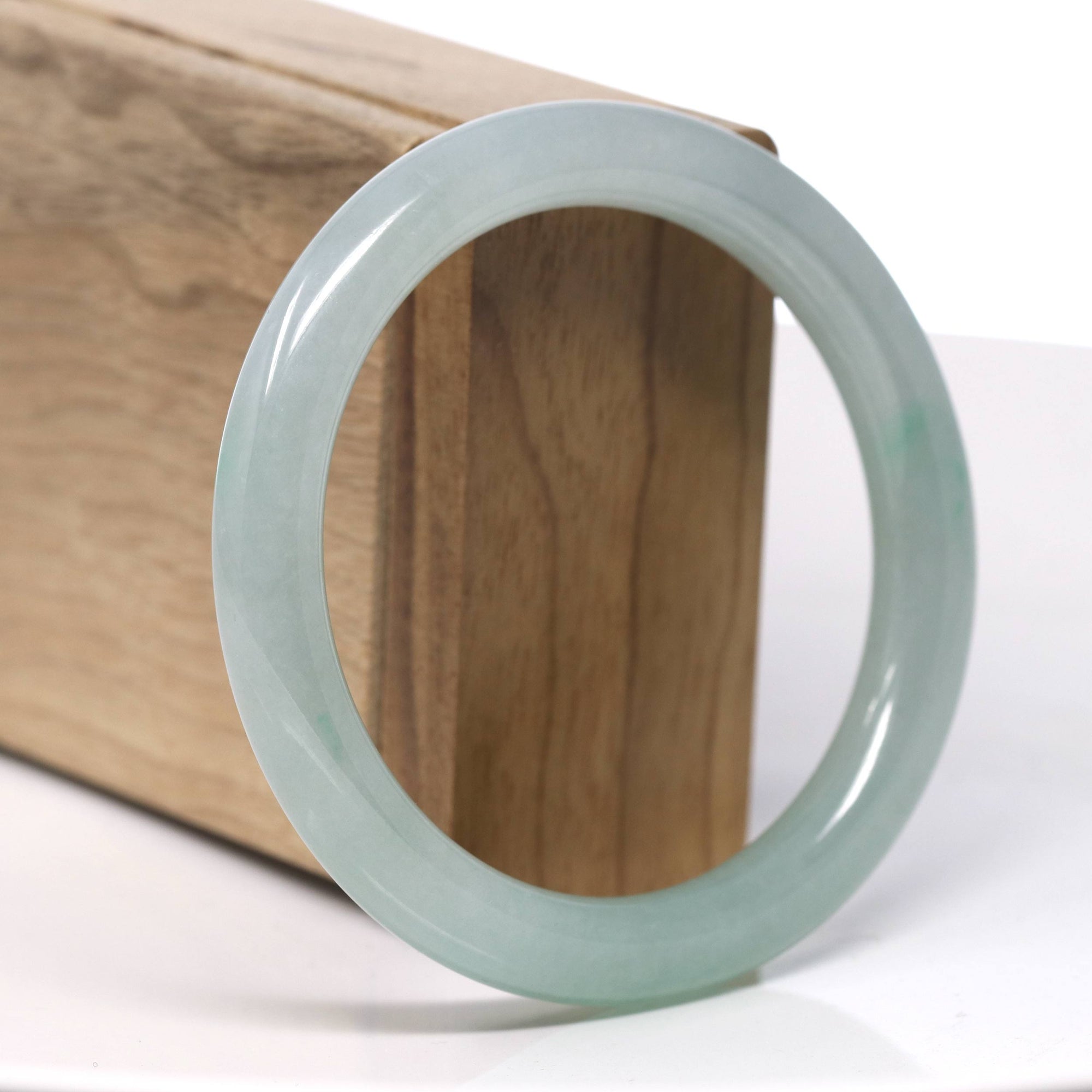 Baikalla High End Natural Icy Gentle Green Color Jadeite Jade Bangle Bracelet (57.6mm) 