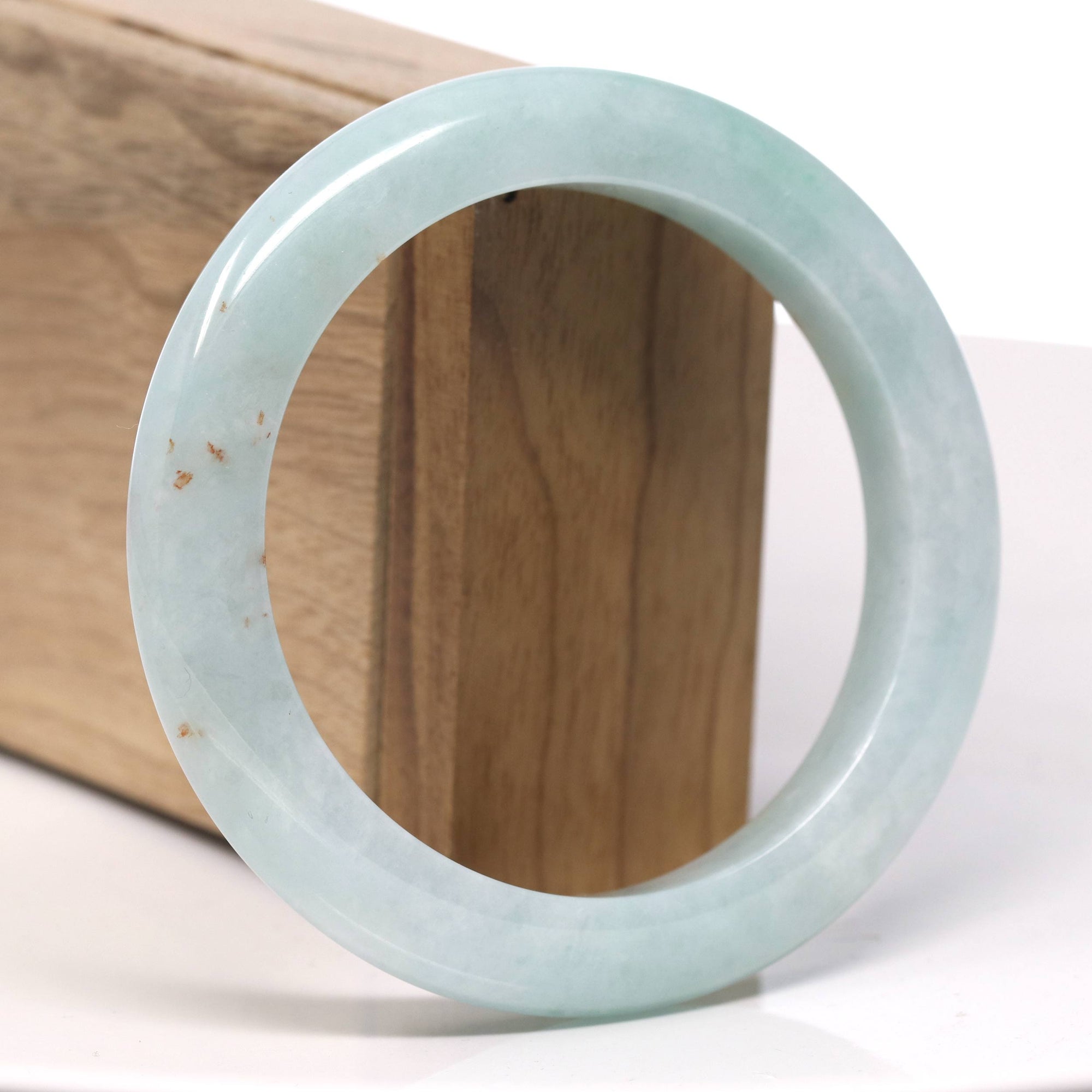 Baikalla Natural Light Green &quot;SaJin&quot; Gold Dust Jadeite Jade Bangle Bracelet (59mm) 