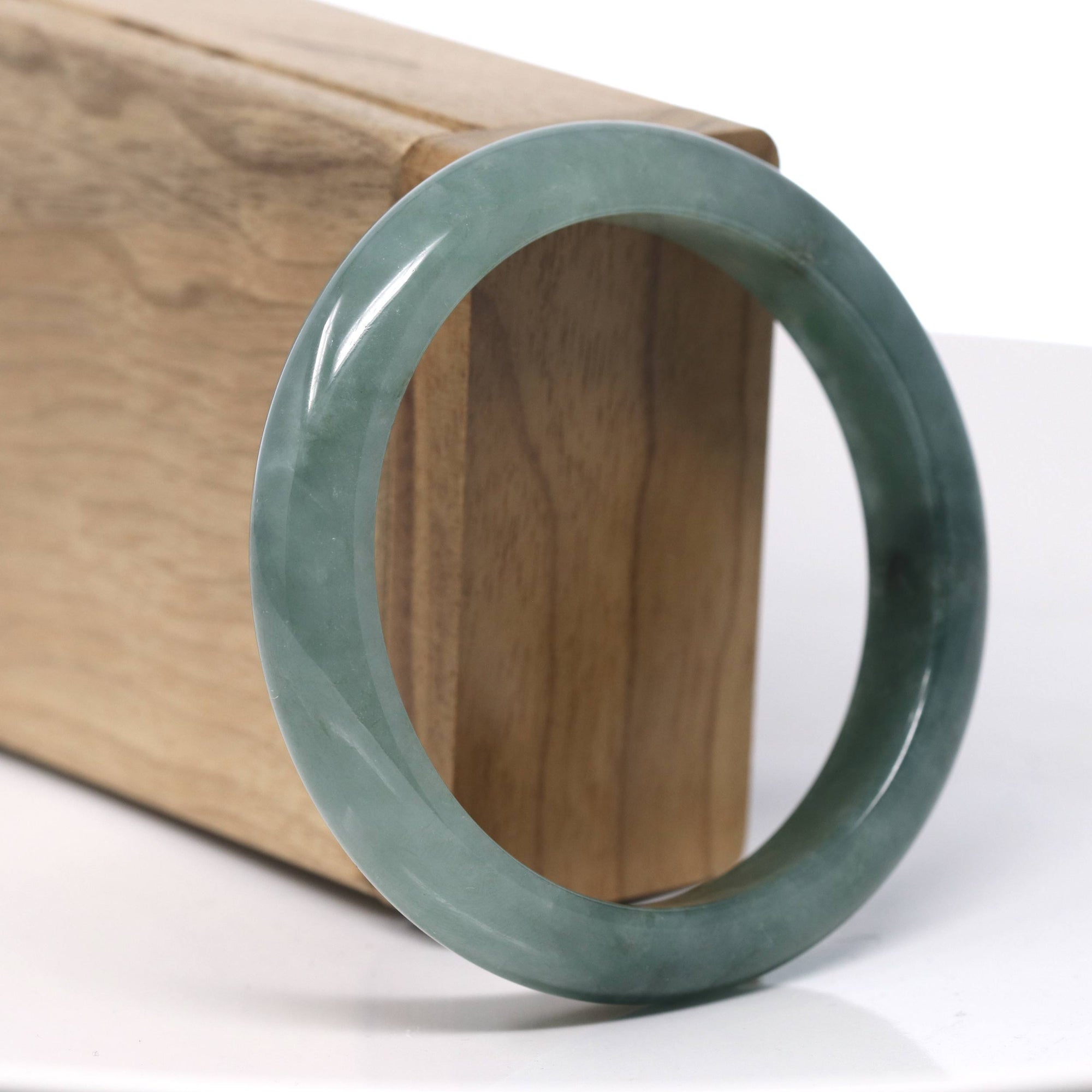 Baikalla Natural Rich Green Jadeite Jade Bangle Bracelet (57.6 mm) 