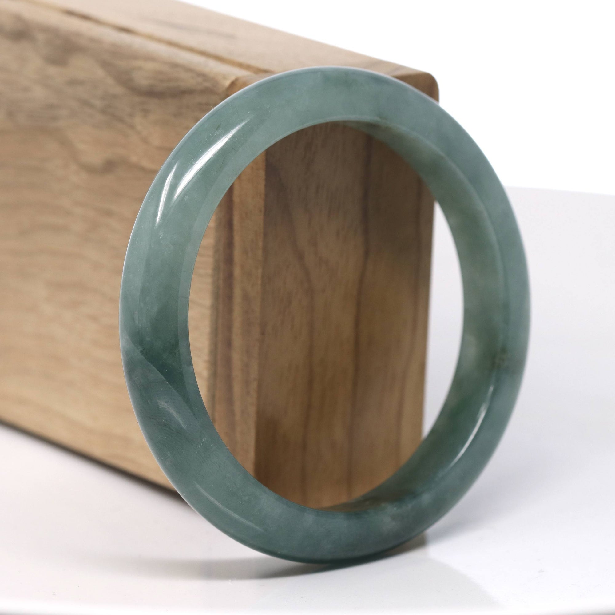 Baikalla Natural Rich Green Jadeite Jade Bangle Bracelet (57.6 mm) 