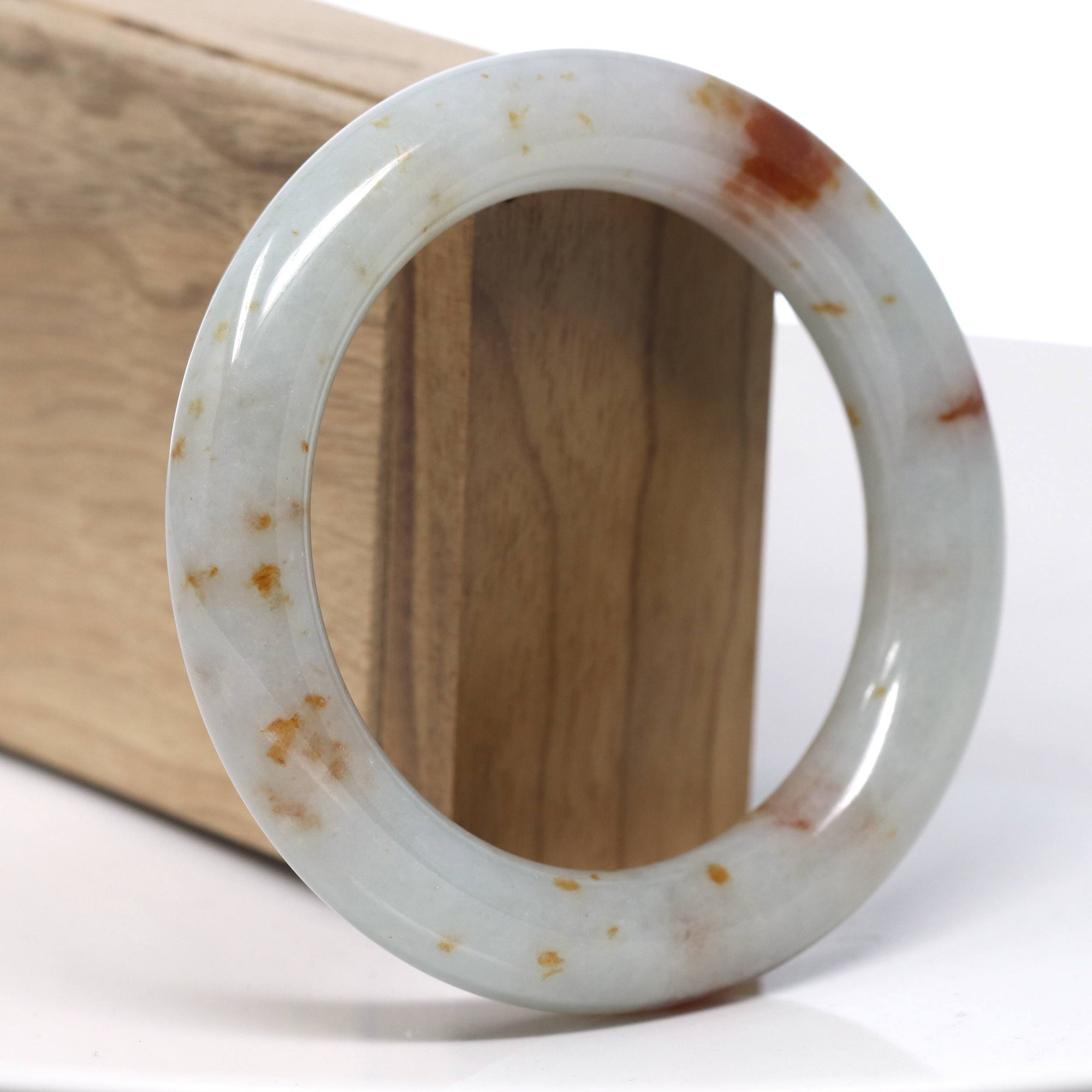 Baikalla Natural Red Flower Jadeite Jade Bangle Bracelet (56.8mm) 