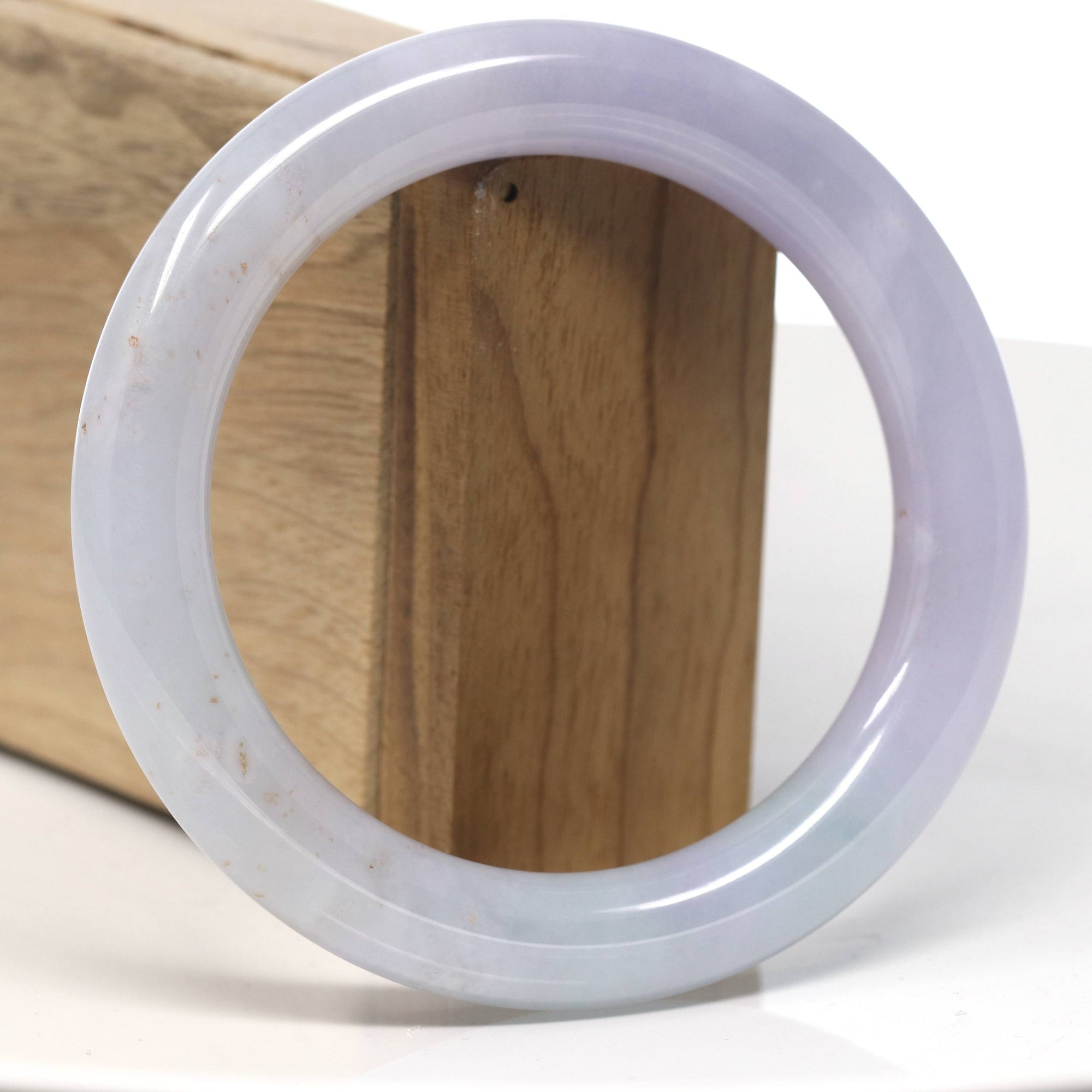 Baikalla Natural Icy Green &amp; Lavender with Red Flowers Jadeite Jade Bangle Bracelet (60.2mm) 