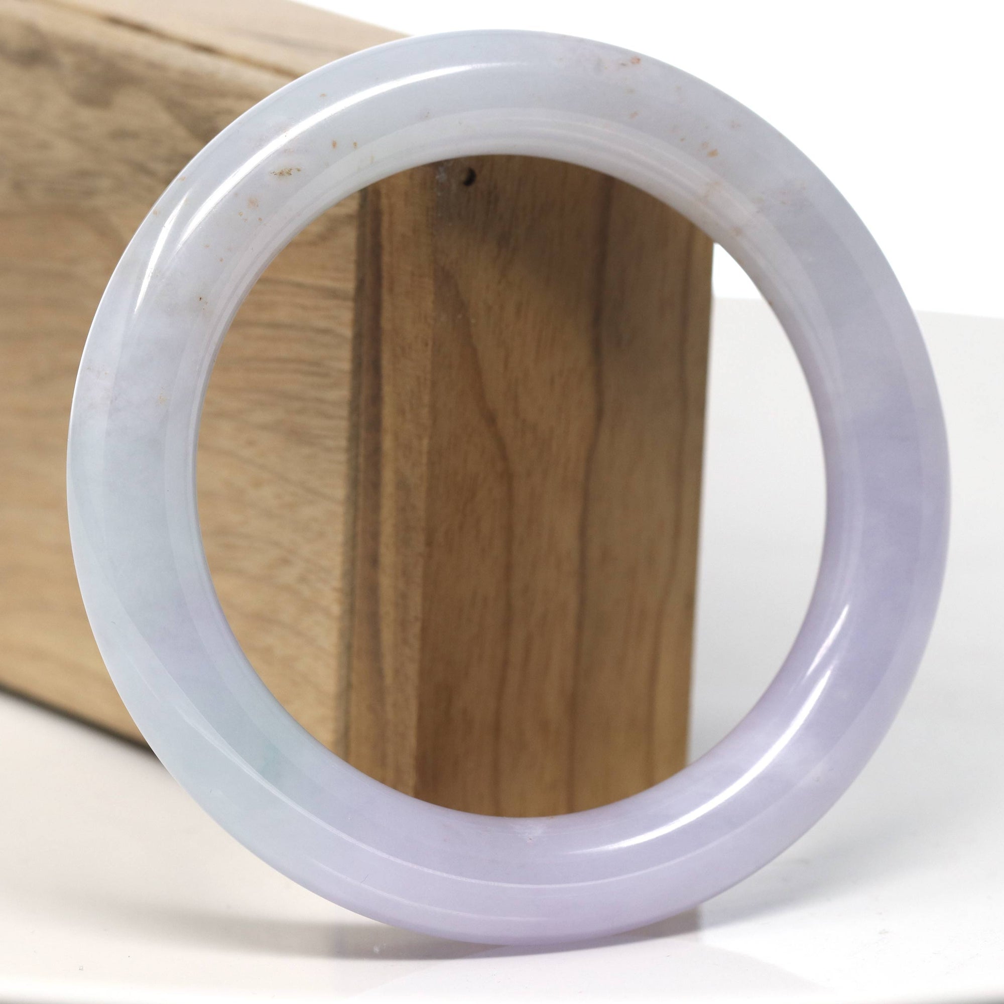 Baikalla Natural Icy Green &amp; Lavender with Red Flowers Jadeite Jade Bangle Bracelet (60.2mm) 