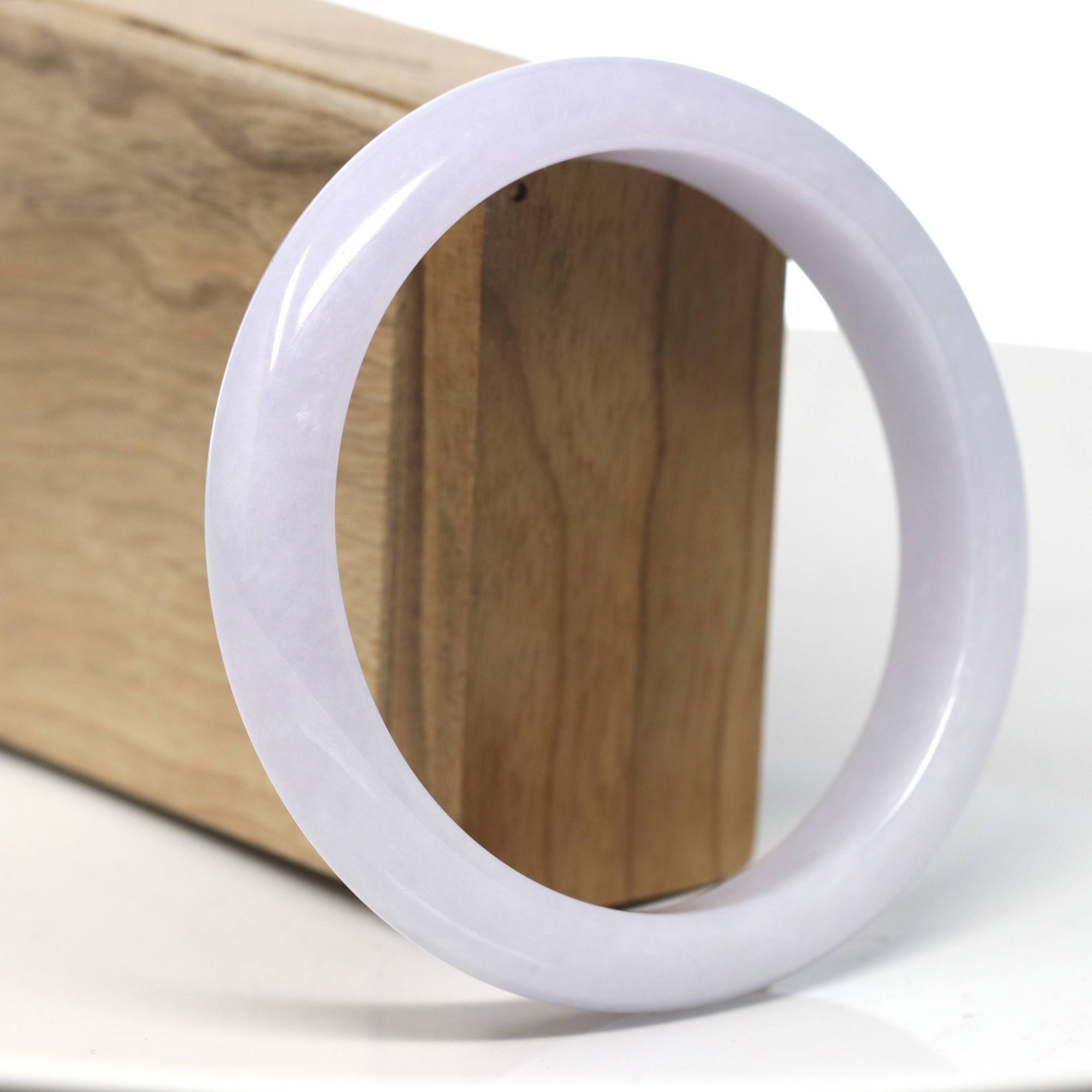 Baikalla Natural Light Pink Lavender Jadeite Jade Bangle Bracelet (63mm) 