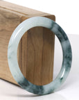 Baikalla Natural Dark Blue Flower Smooth Jadeite Jade Bangle Bracelet (54.2 mm) 