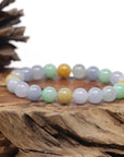 Baikalla Natural Multi-Color Jadeite Jade Round Bead Bracelet (10mm)